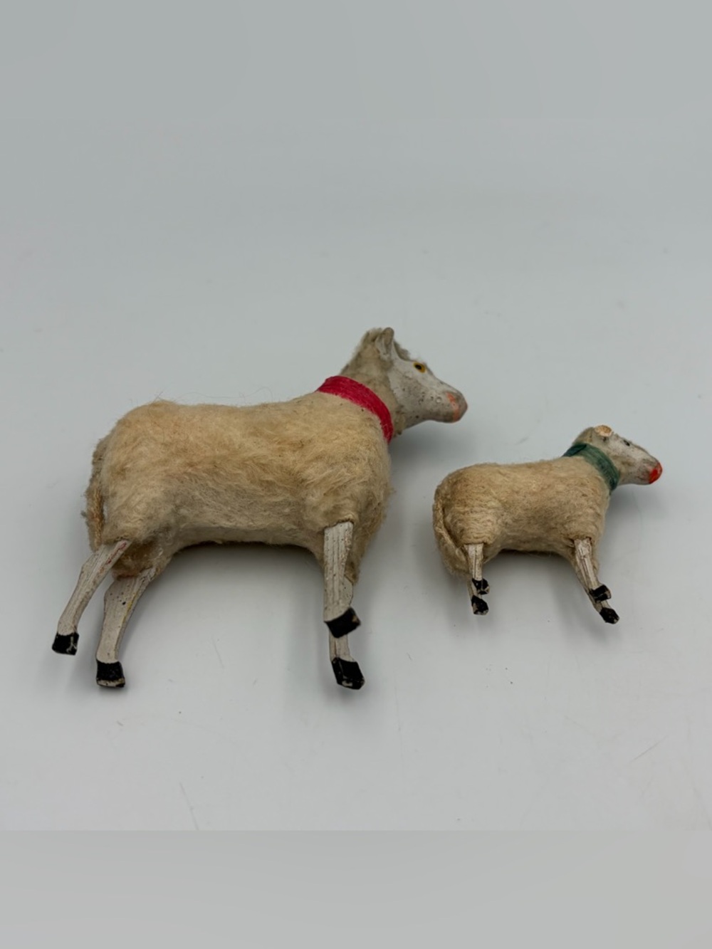 2 Antique German Putz Wooly Sheep Herd Handmade Nativity Primitive Folk Art Pair - Picture 5 of 7